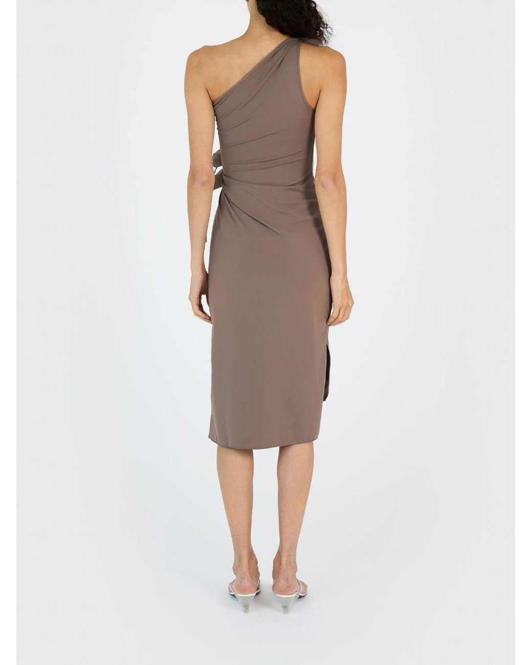 Coperni White Short Asymmetrical Flower Dress