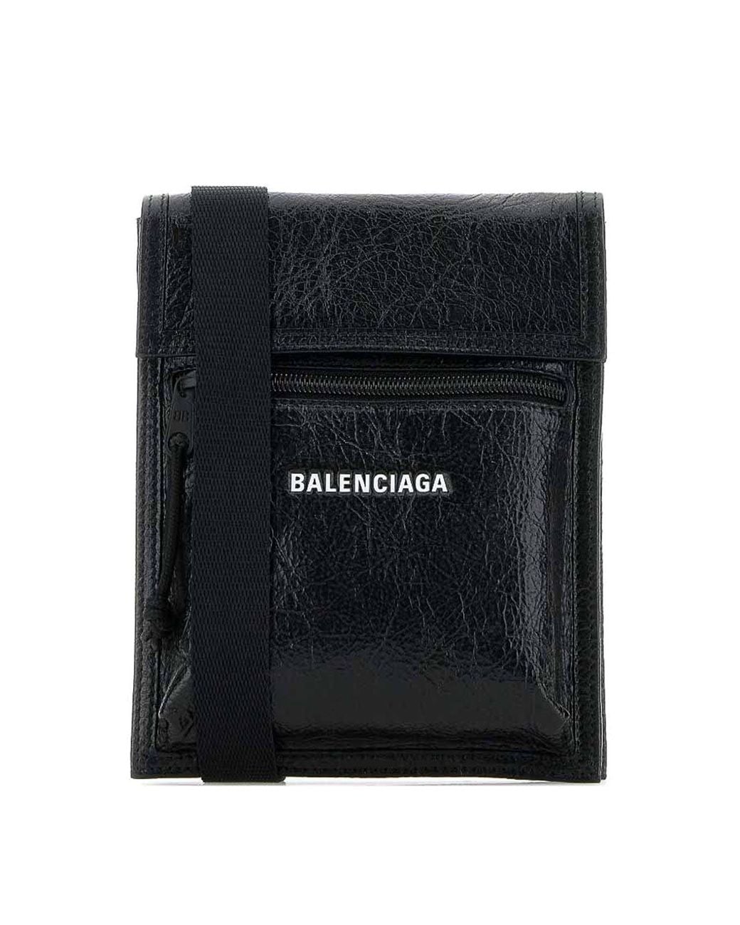 Balenciaga Black Explorer Pouch With Strap Small for men