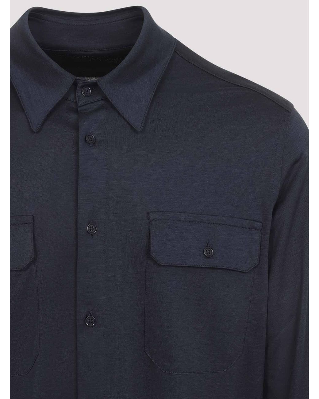 Tom Ford Blue Bland Military Shirt for men