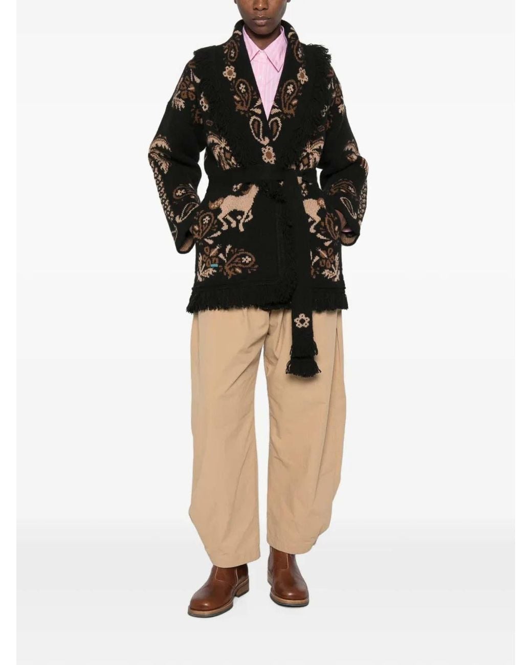 Alanui Black Cardigan Island Roots Foulard