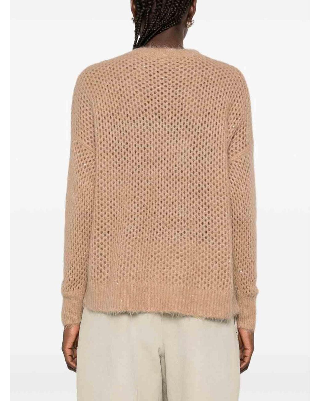 Antonelli Natural Camel-Colored Open-Knit Sweater