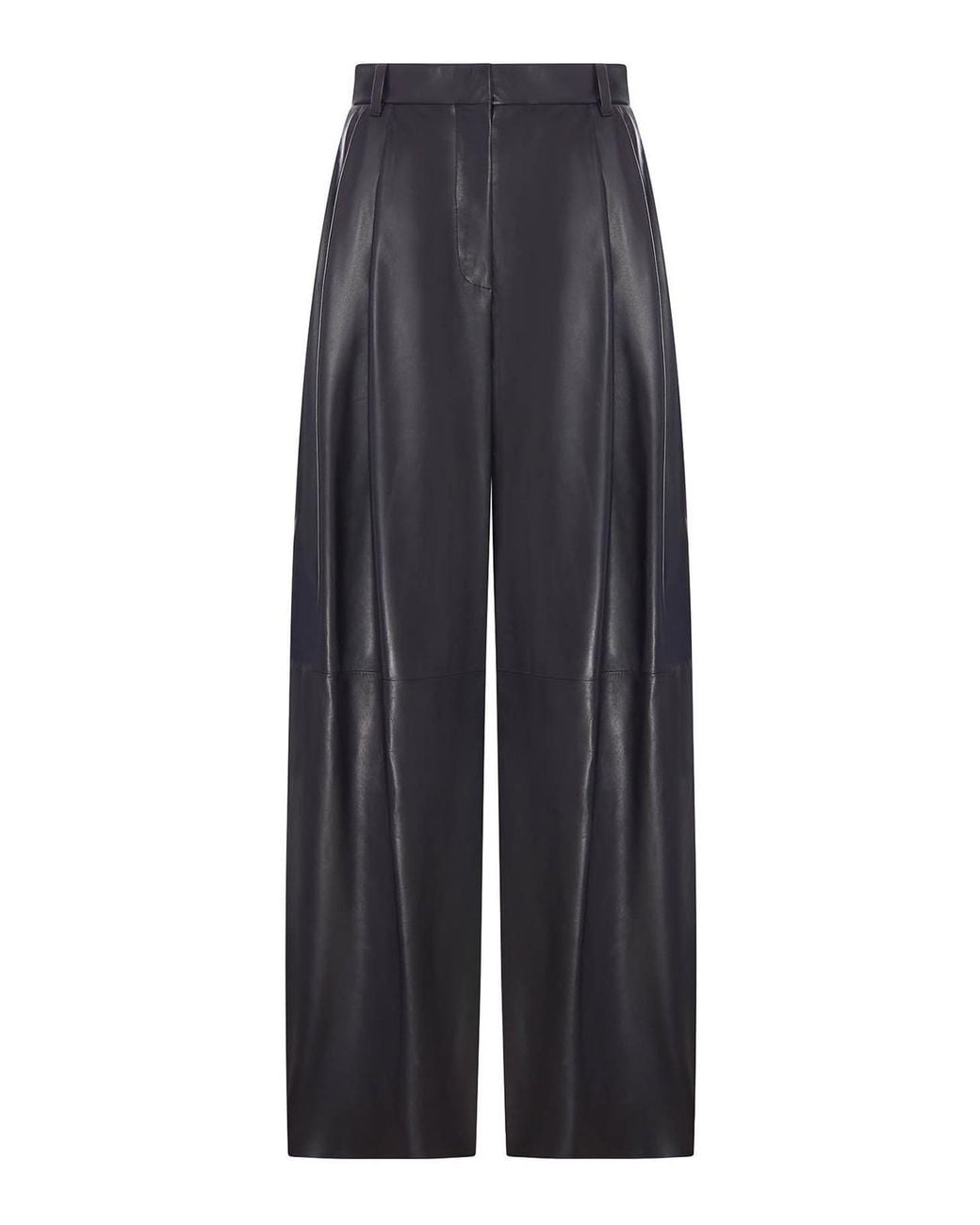 Giorgio Armani Blue Wide Nappa Trousers With Pleats