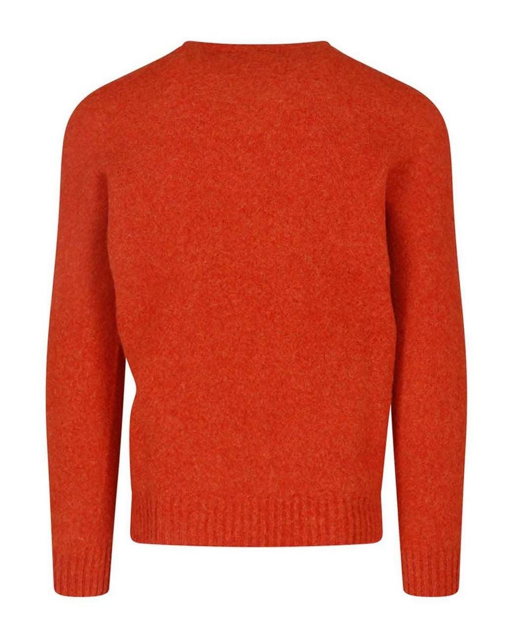 Drumohr Orange Lambswool Sweater for men