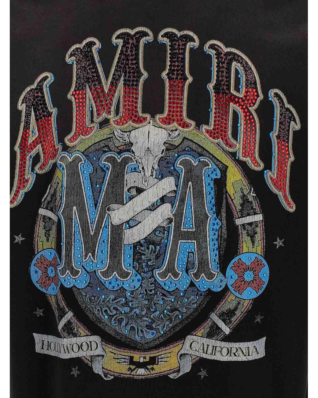 Amiri Black Crystal Hollywood Cotton T-Shirt for men