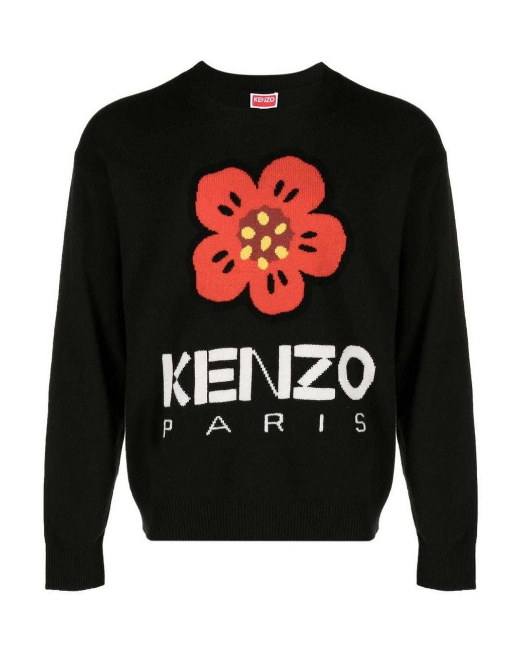 KENZO Black 'boke Flower' Jumper In Merino Wool for men