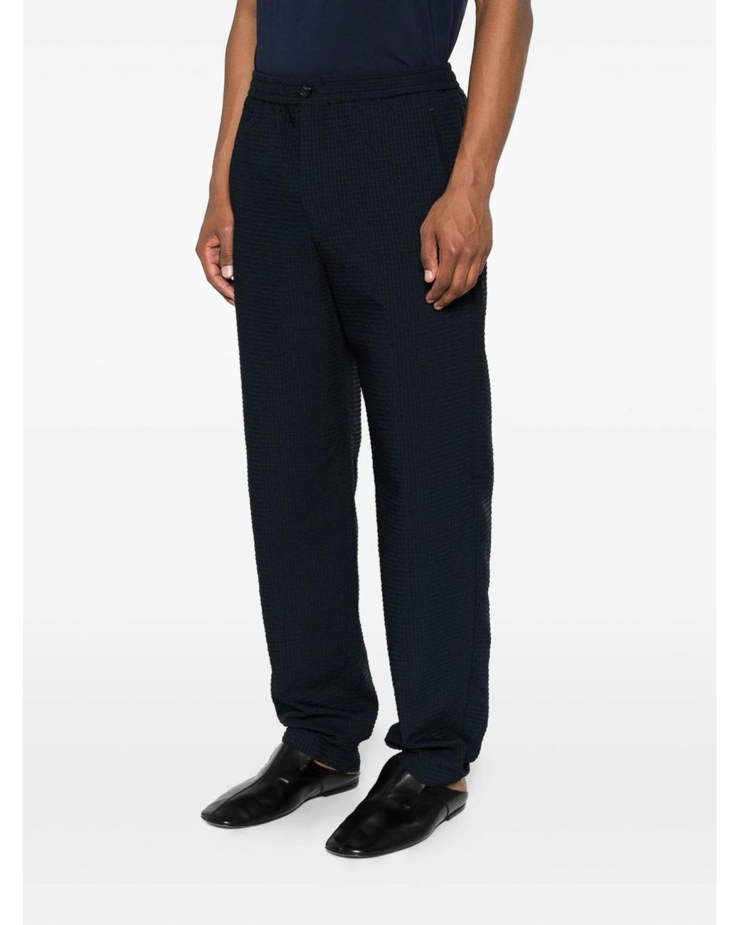 Emporio Armani Blue Straight-Leg Trousers for men