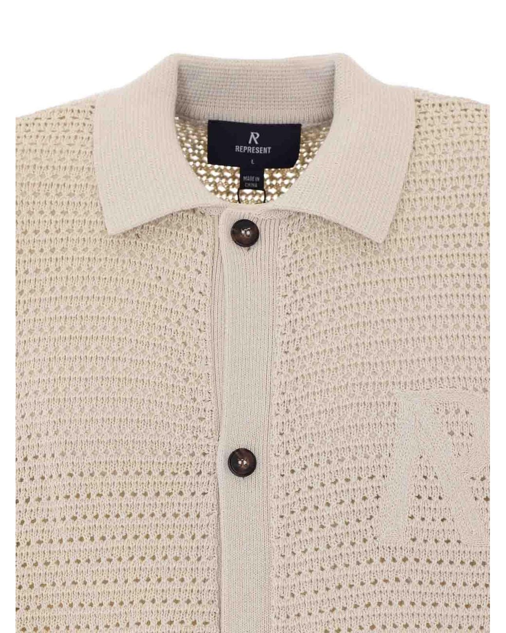 Represent Natural Ecru Pico Knit Shirt for men