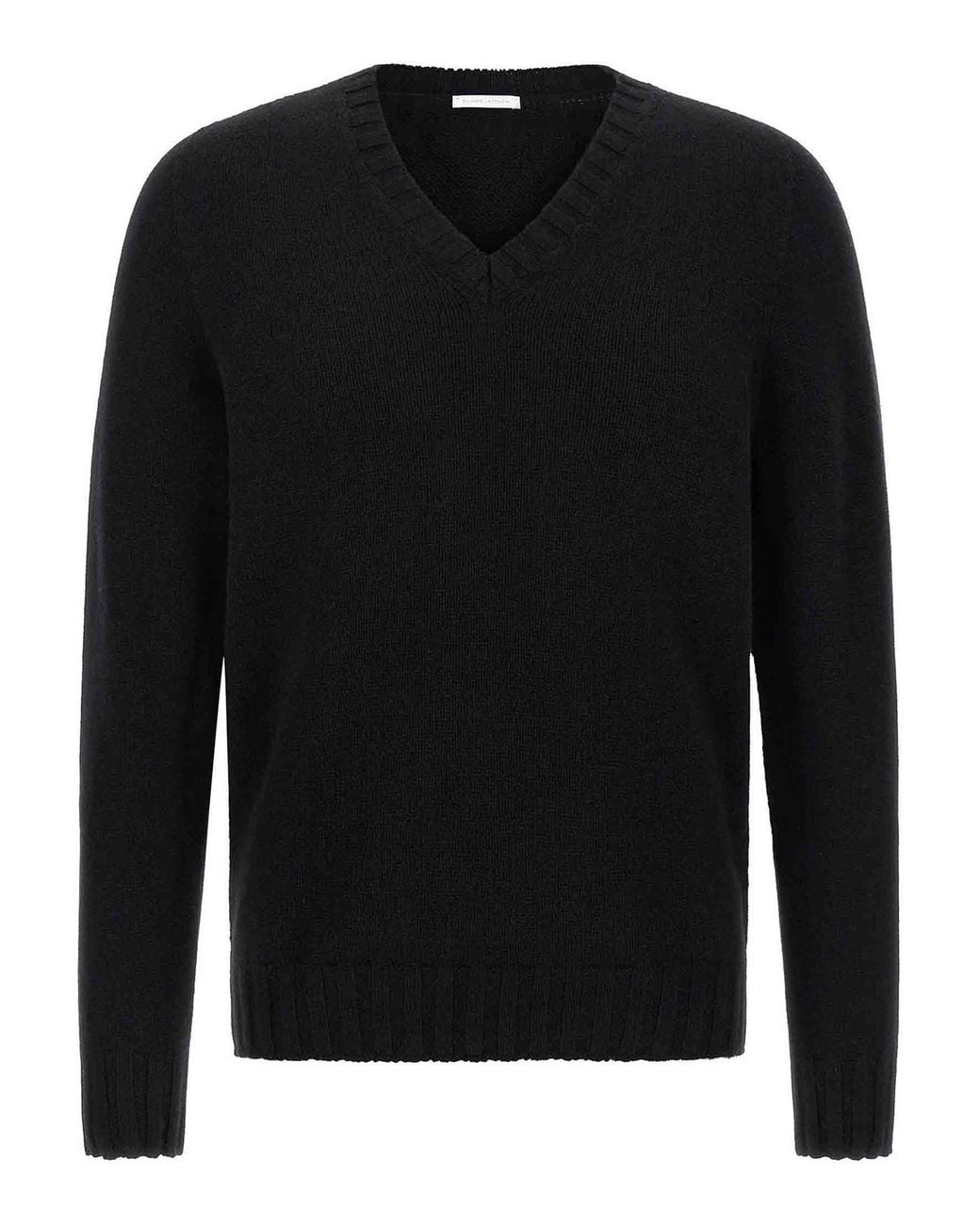 Oliver Lattughi Black Cashmere V-Sweater for men