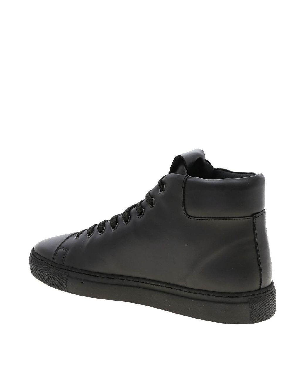 Moschino Black Logo Print Leather Sneakers for men