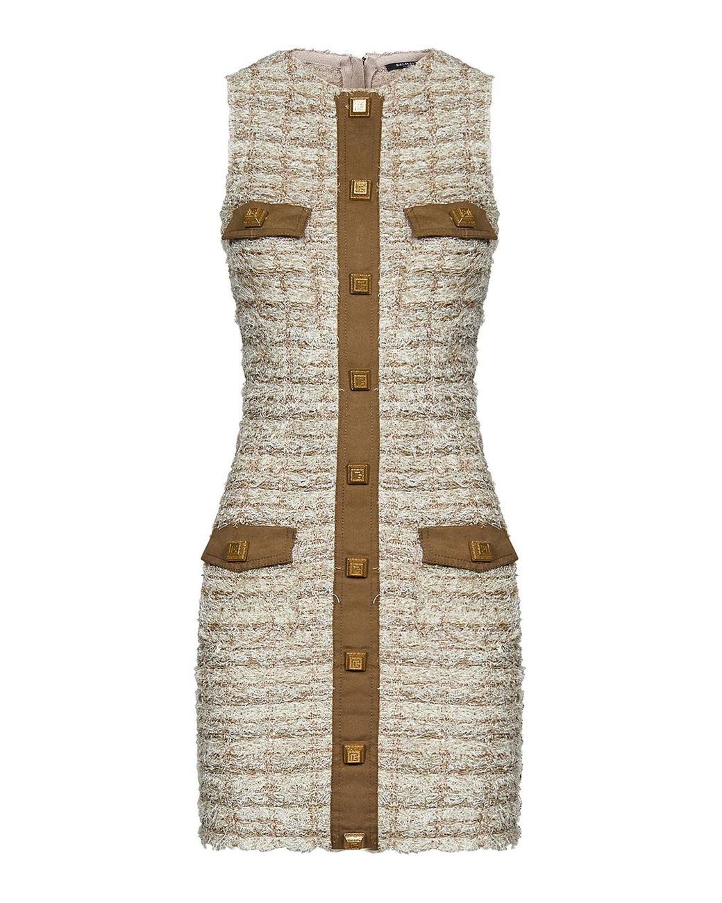 Balmain Natural Tweed Sleeveless Crew Necks