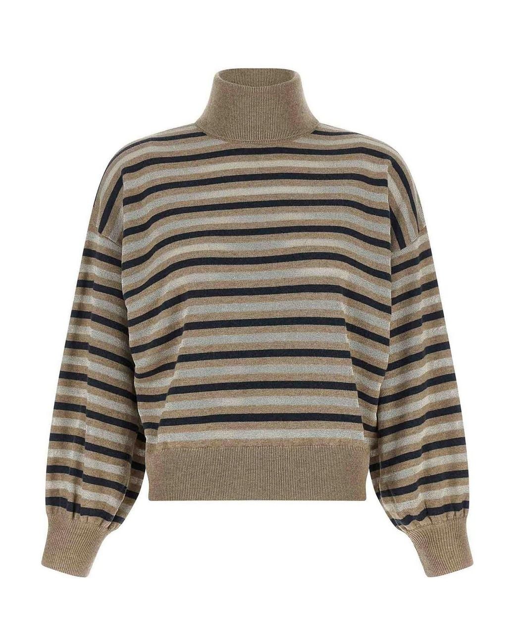 Brunello Cucinelli Gray Sparkling Stripes Jumper