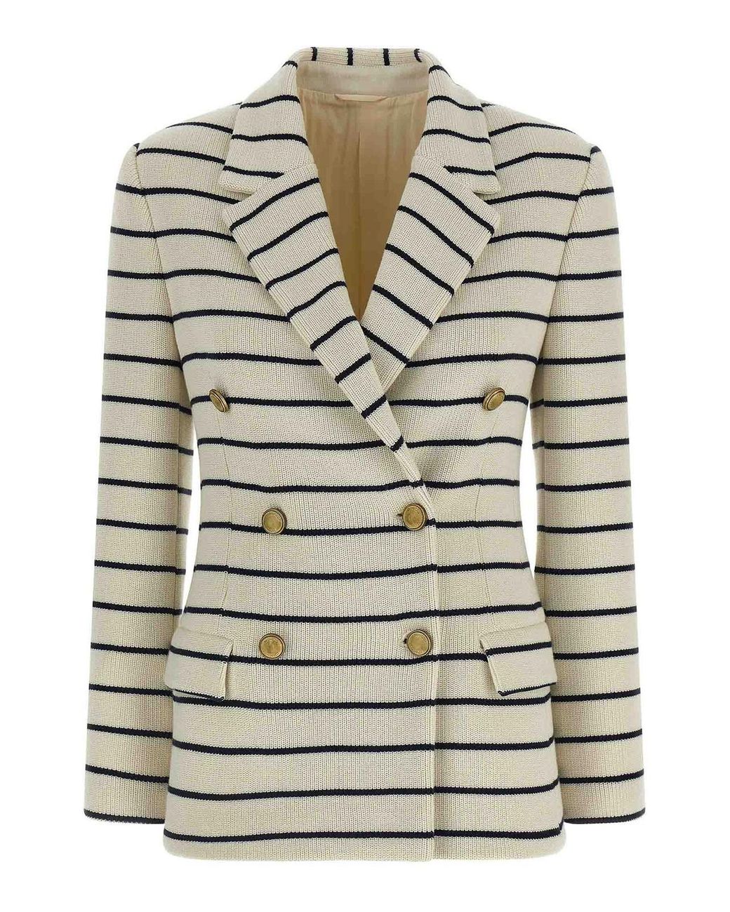 Brunello Cucinelli Gray Striped Sweater Blazer