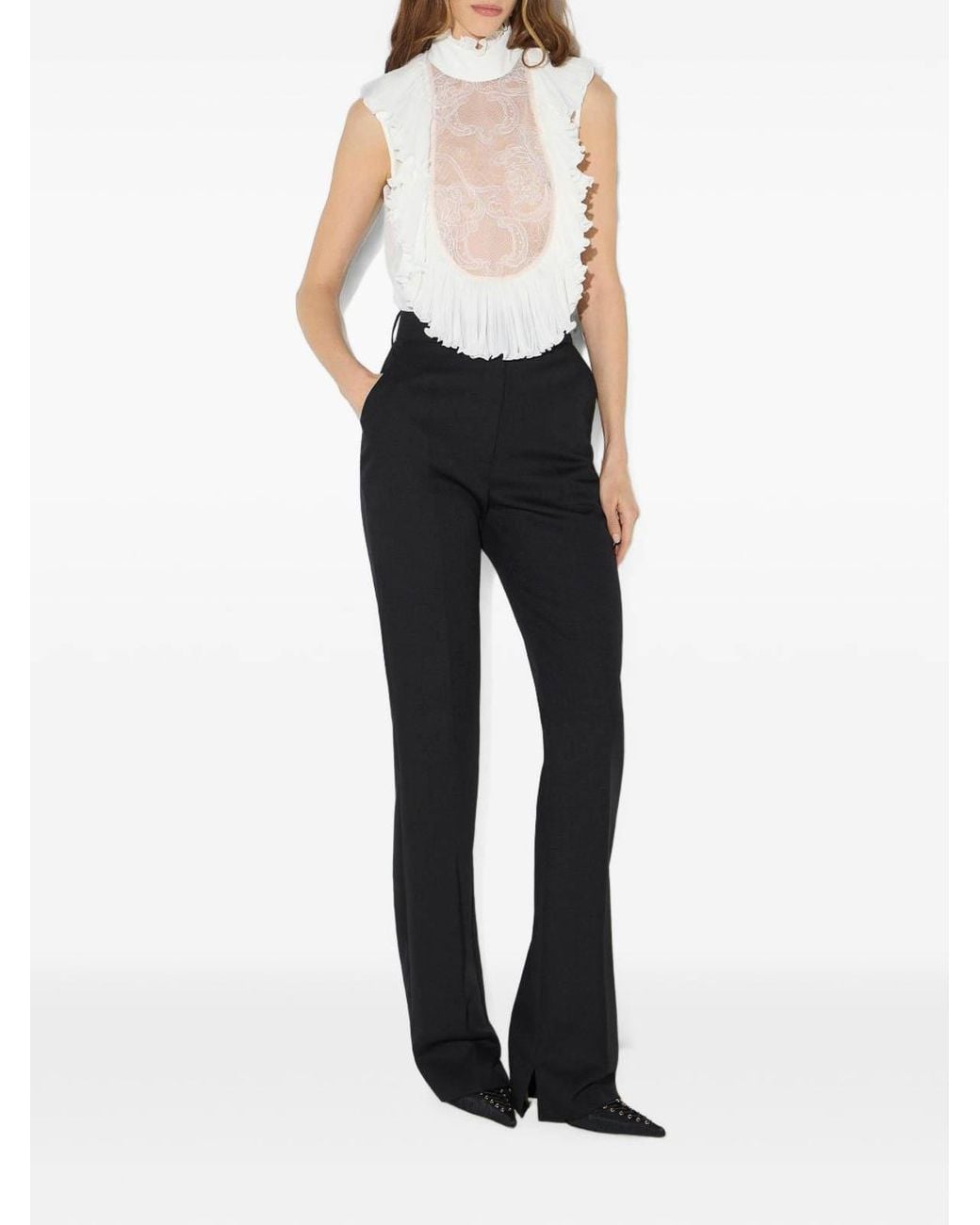Elisabetta Franchi Black High-Waisted Slim Wool Trousers