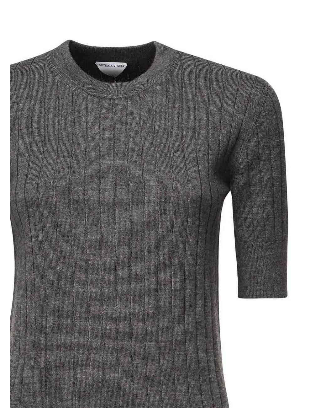 Bottega Veneta Gray Ribbed Wool Sweater