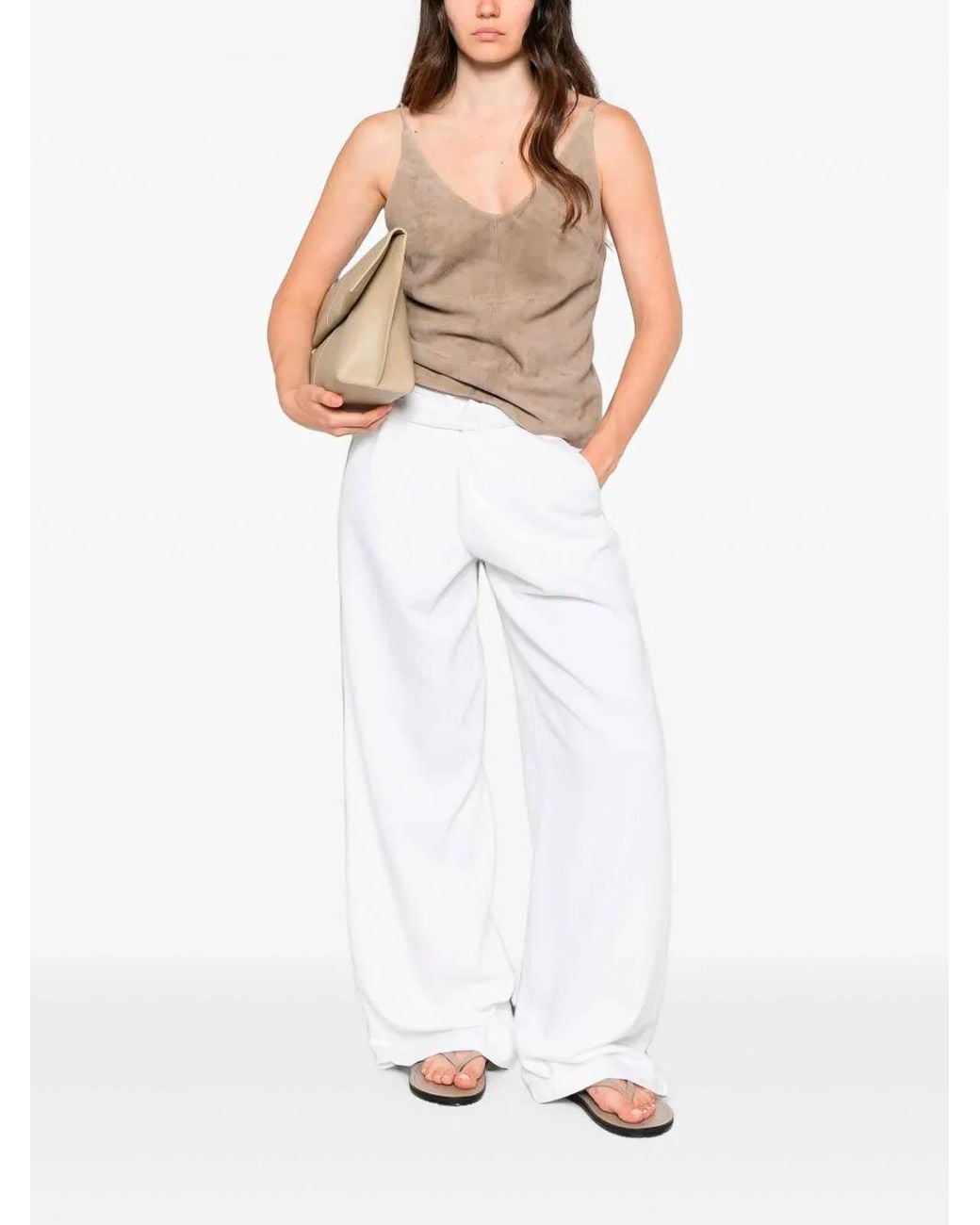 DARKPARK White Gaia Wide-Leg Belted Tencel Denim