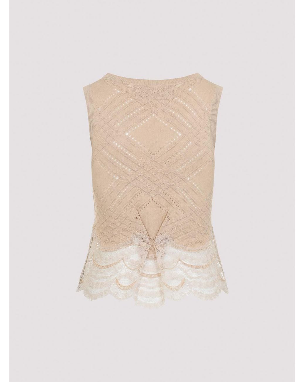 Ermanno Scervino Natural Sleeveless Knit Top