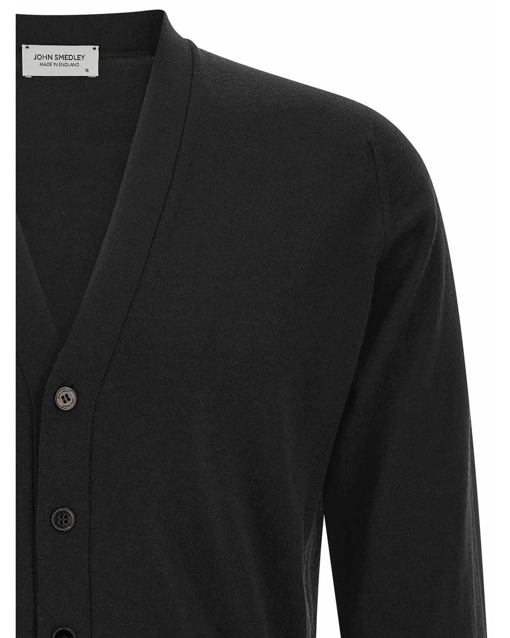 John Smedley Black Bradrick Merino Wool Cardigan for men