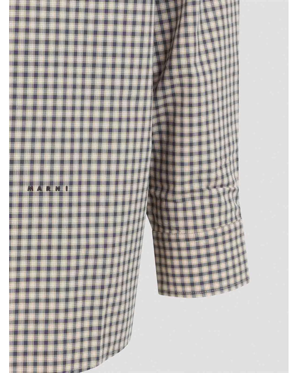 Marni Gray Micro Check Pattern Shirt for men