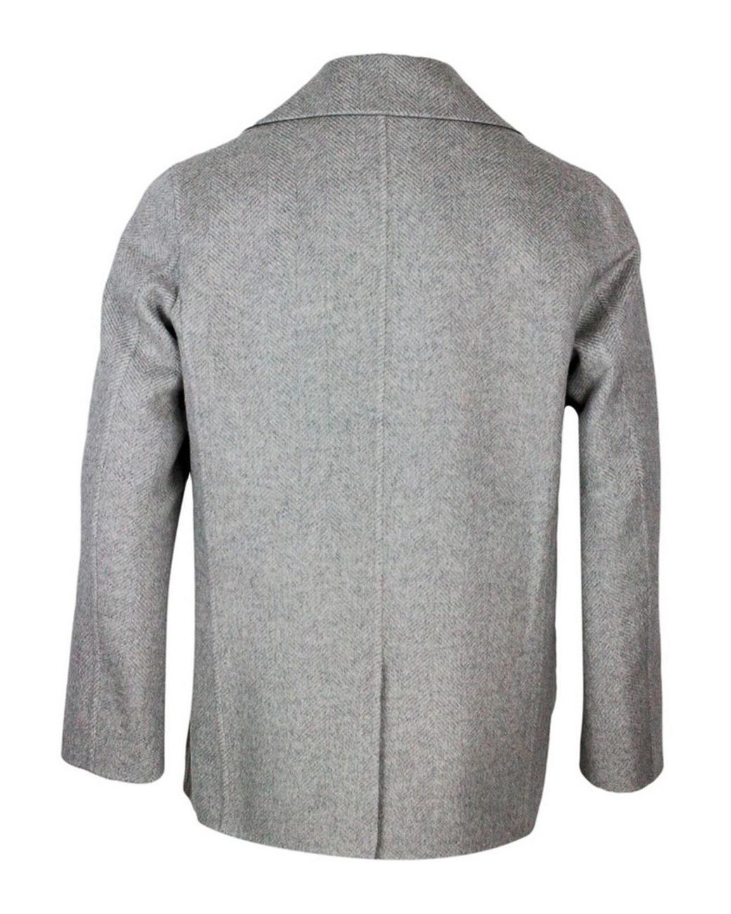 Kiton Gray Cashmere Cloth Double-Breasted Jacket for men