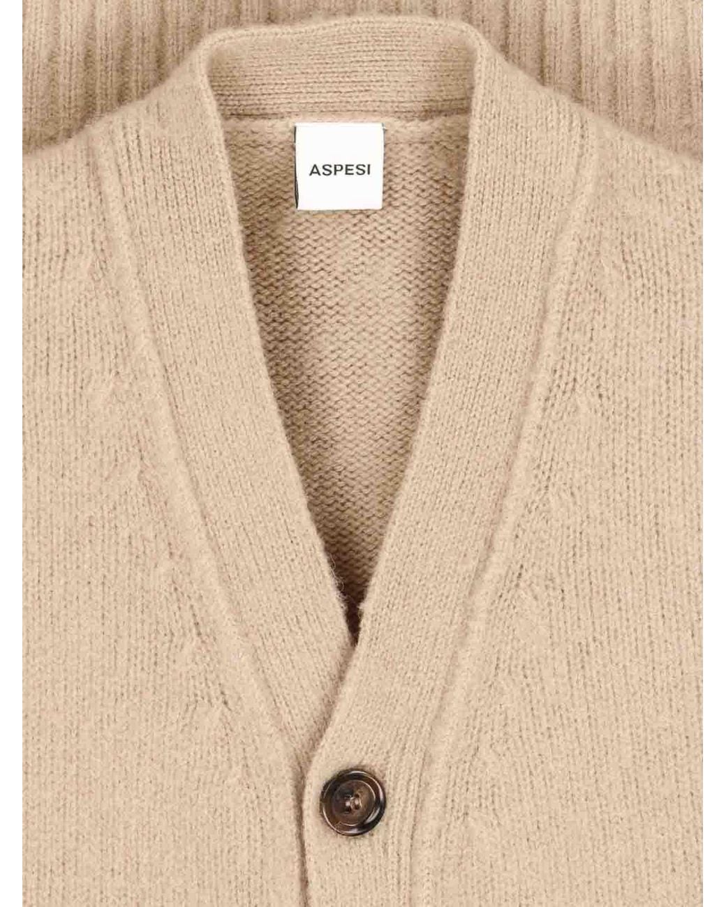Aspesi Natural Wool Cardigan With Pockets for men