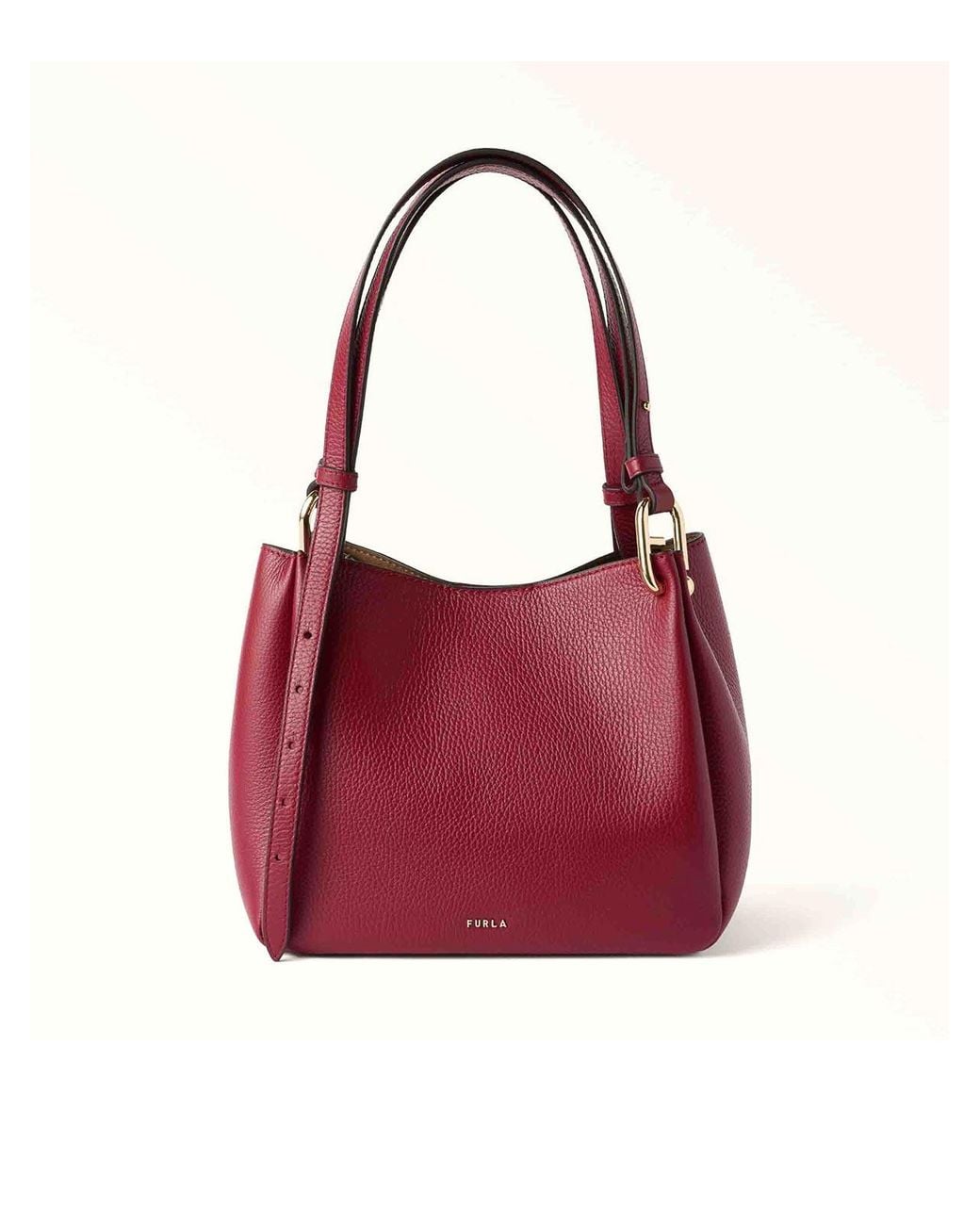 Furla Red Nuvola M Cherry Leather Tote Bag