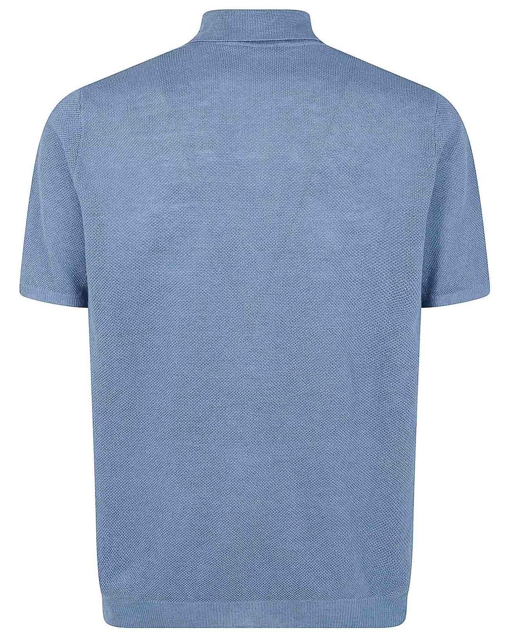 Nuur Blue Short Sleeved Polo Neck Piquet Stitch T-Shirt for men
