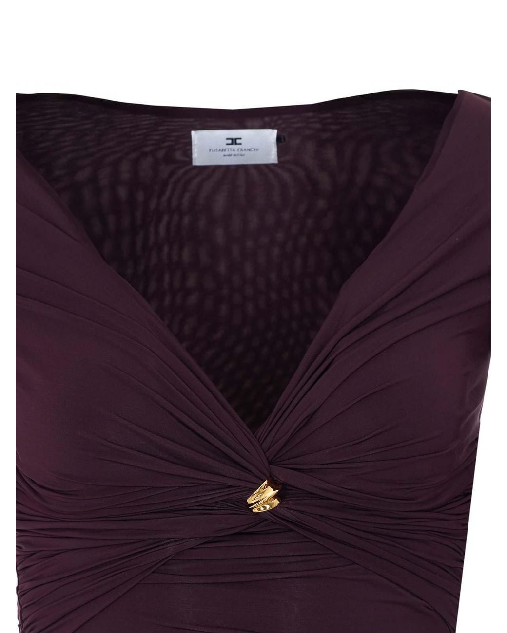 Elisabetta Franchi Purple Rouches Top