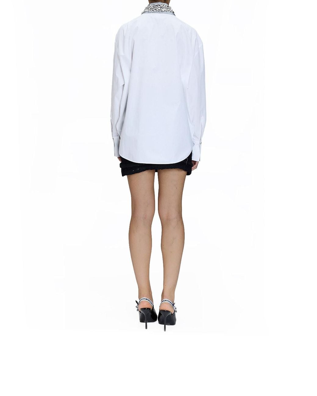 Genny White Crystal Collar Shirt