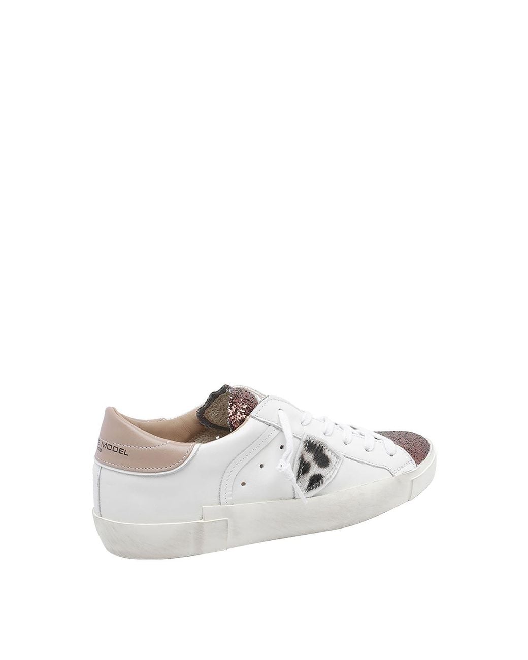 Philippe Model White Prsx Bicolour Low-Top Calfskin Trainers With Shield Logo
