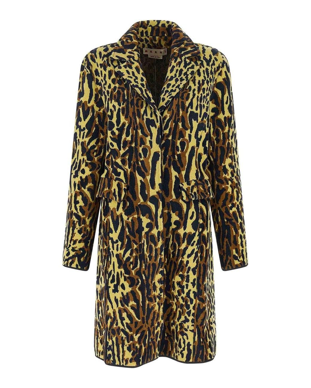 Marni Multicolor Animalier Jacquard Wool Coat