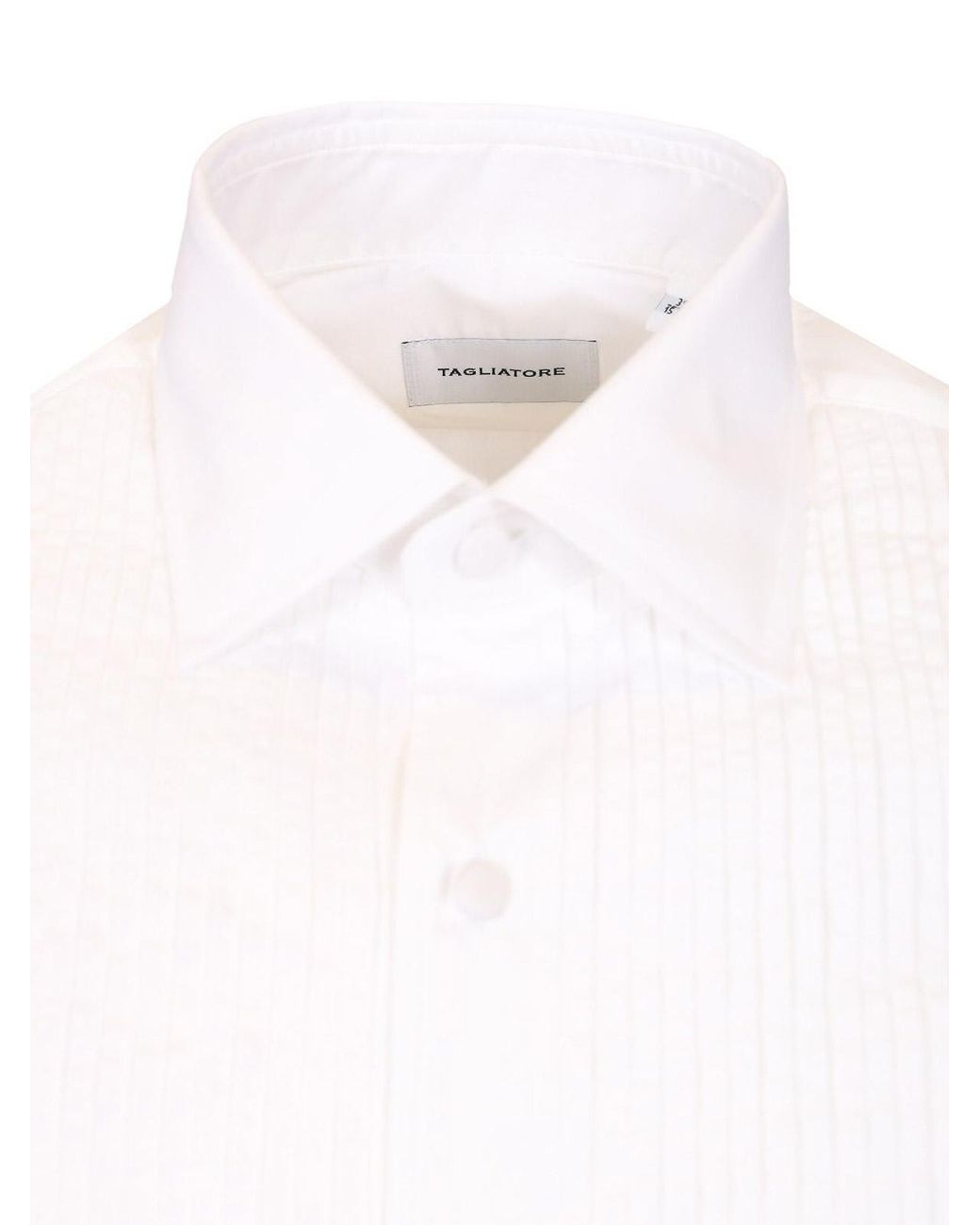 Tagliatore White Pleated Formal Shirt for men