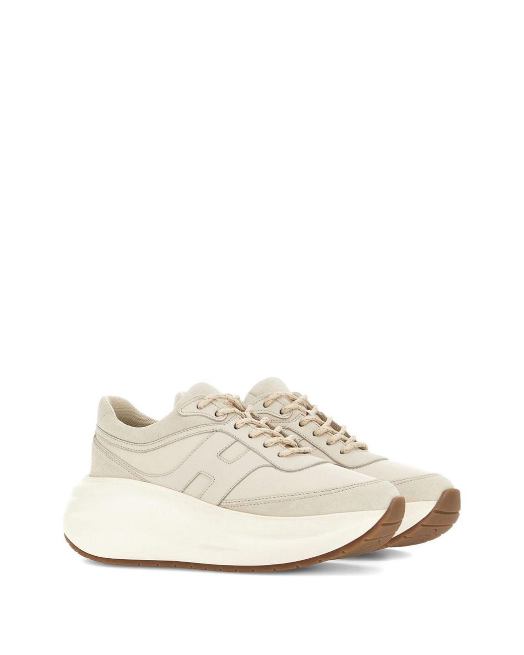 Hogan White Sneakers With Sculpted Sole
