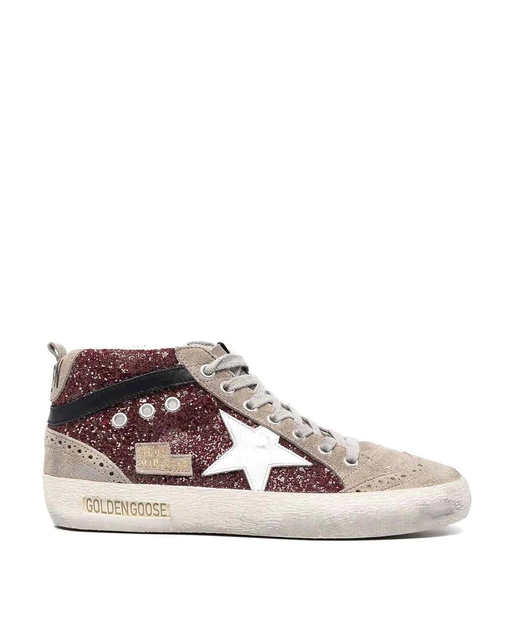 Golden Goose Deluxe Brand Red Mid Star Glitter Sneakers