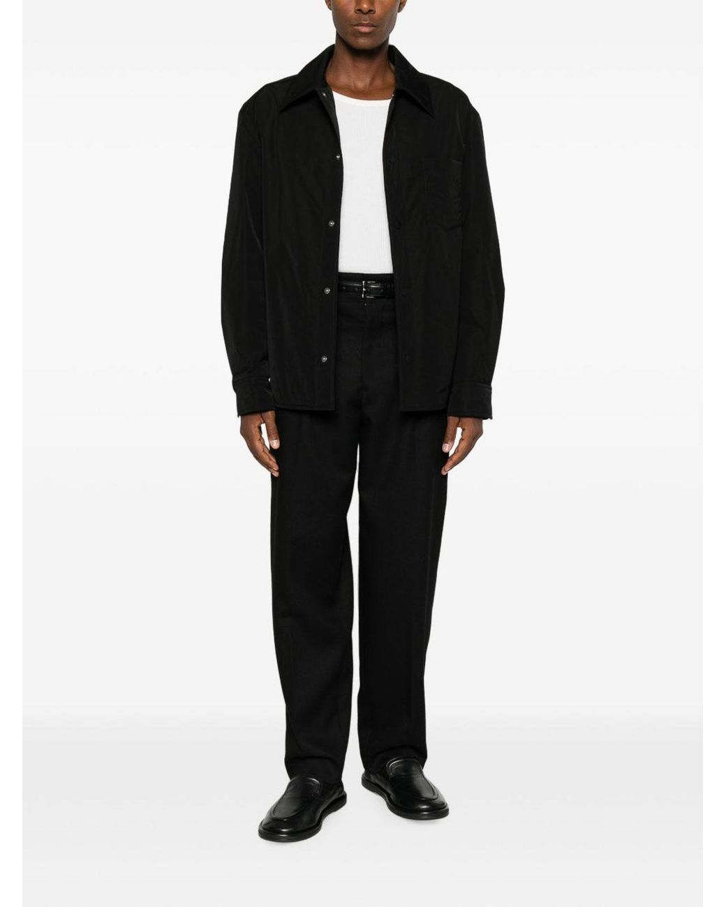 AMI Black Cotton-Blend Overshirt for men