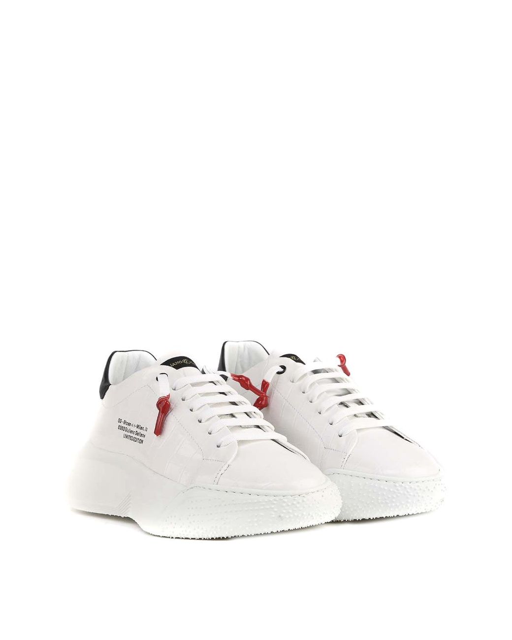Giuliano Galiano White Crocodile Print Sneakers for men