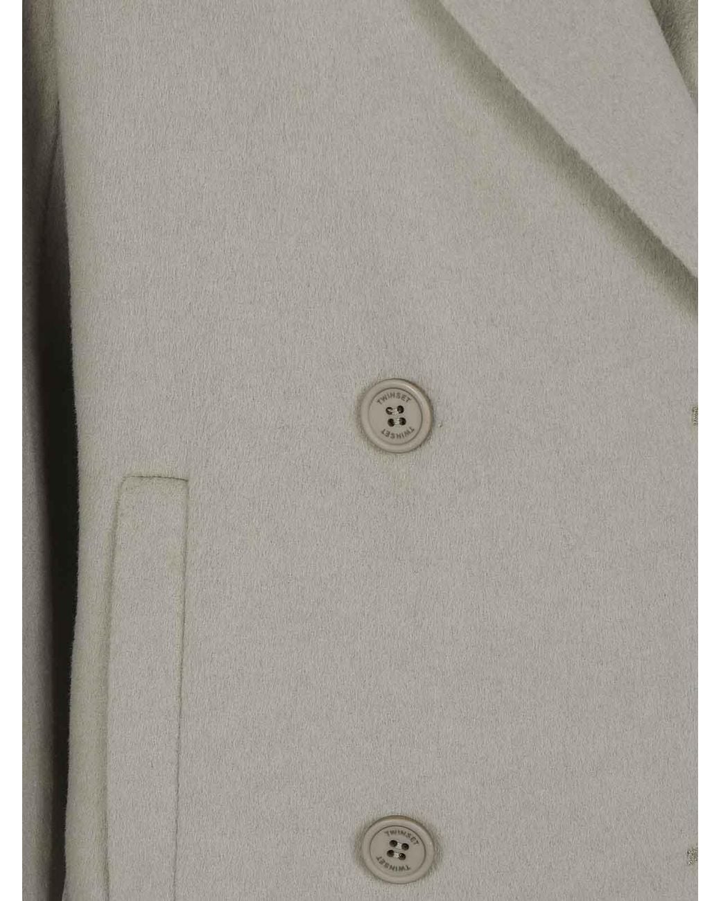 Twinset Gray Double Brested Trench Coat