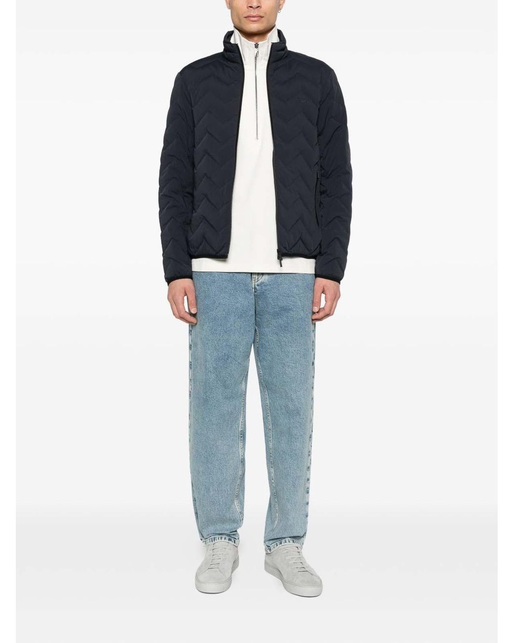 Emporio Armani Blue Nylon Down Jacket for men