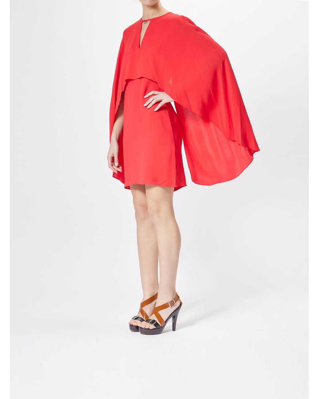 Karl Lagerfeld Red Short Party Cape Dress