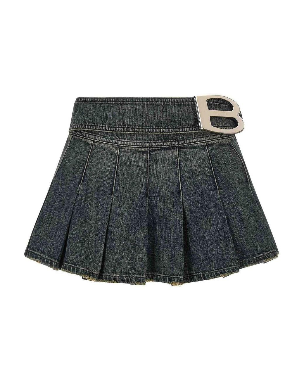 Balenciaga Gray Buckle Pleated Skirt