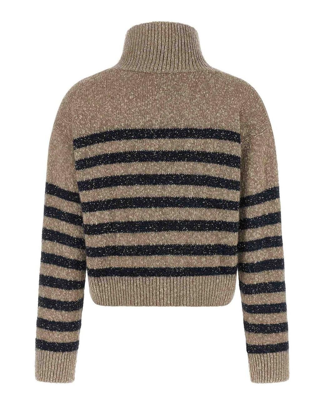 Brunello Cucinelli Gray Dazzling Stripes Jumper