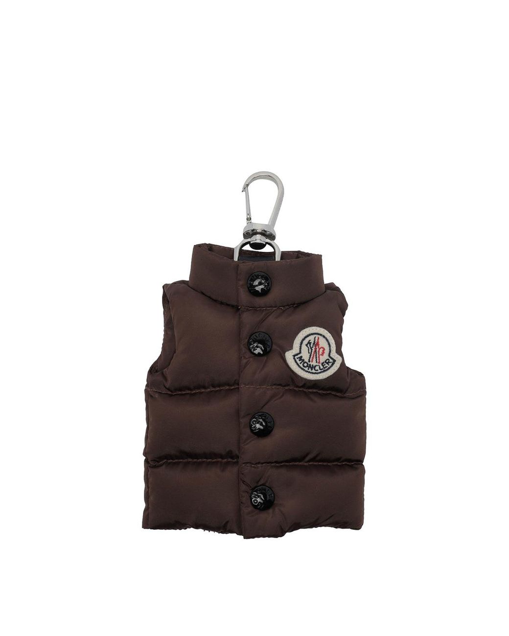 Moncler Brown Down Gilet Shape Key Ring for men