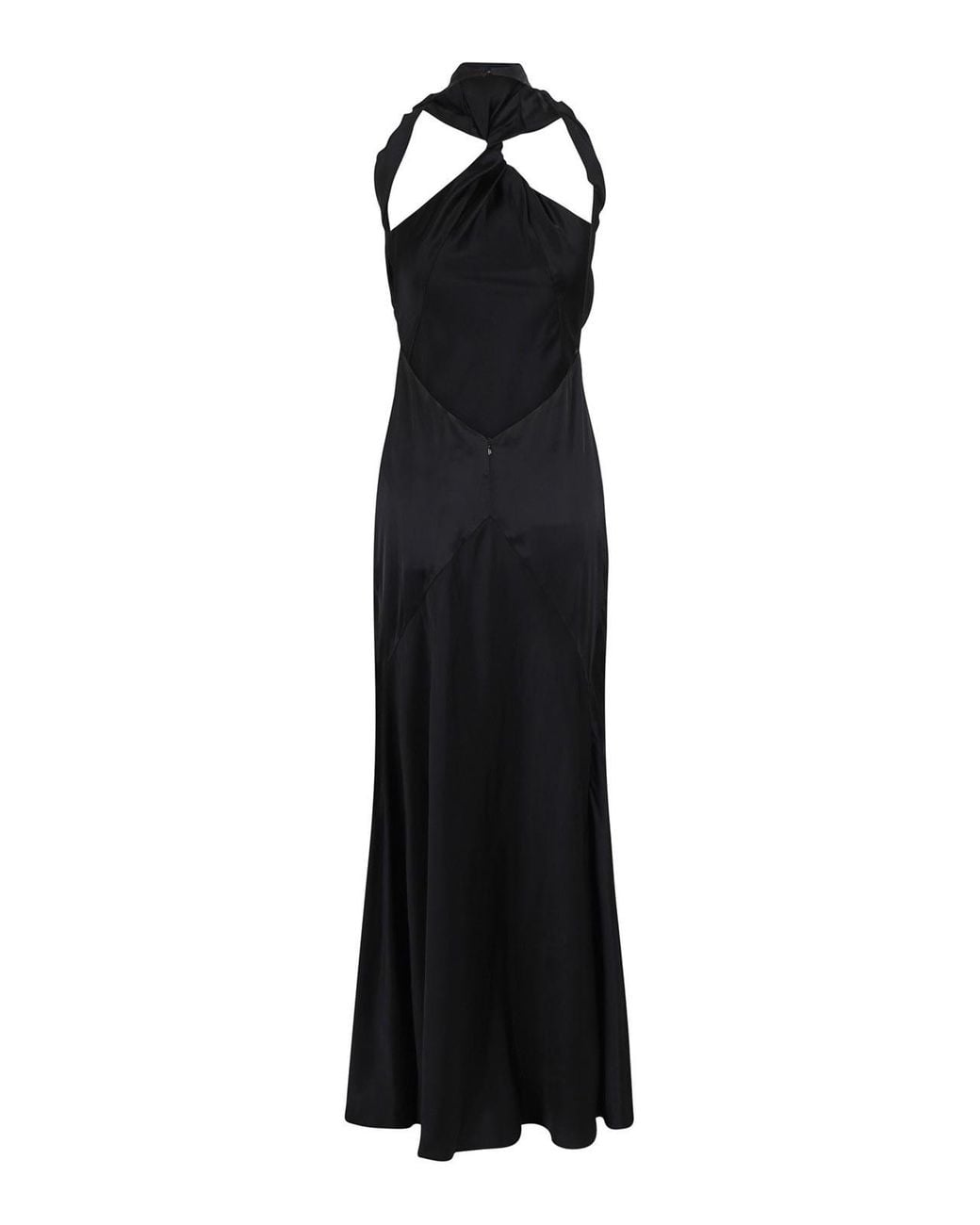 The Attico Black Asymmetrical Midi Dress With Raw Edge Detail
