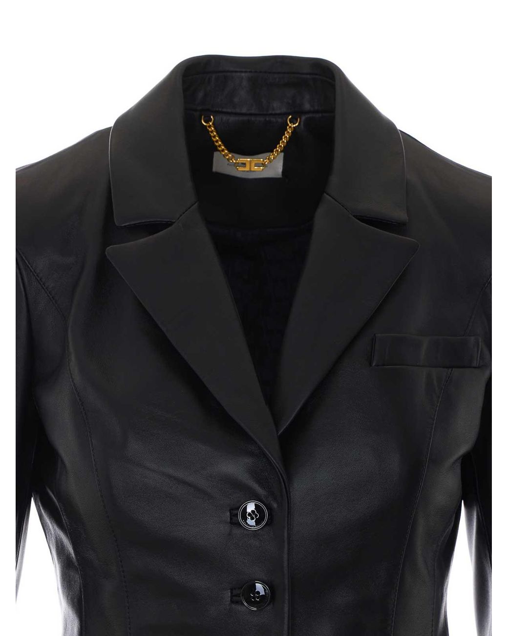 Elisabetta Franchi Black Leather Jacket