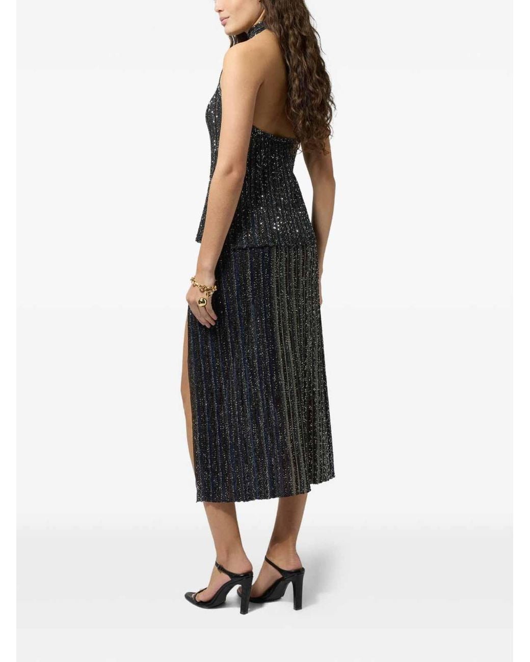 Missoni Black Long Skirt With Rhinestones And Side Slit
