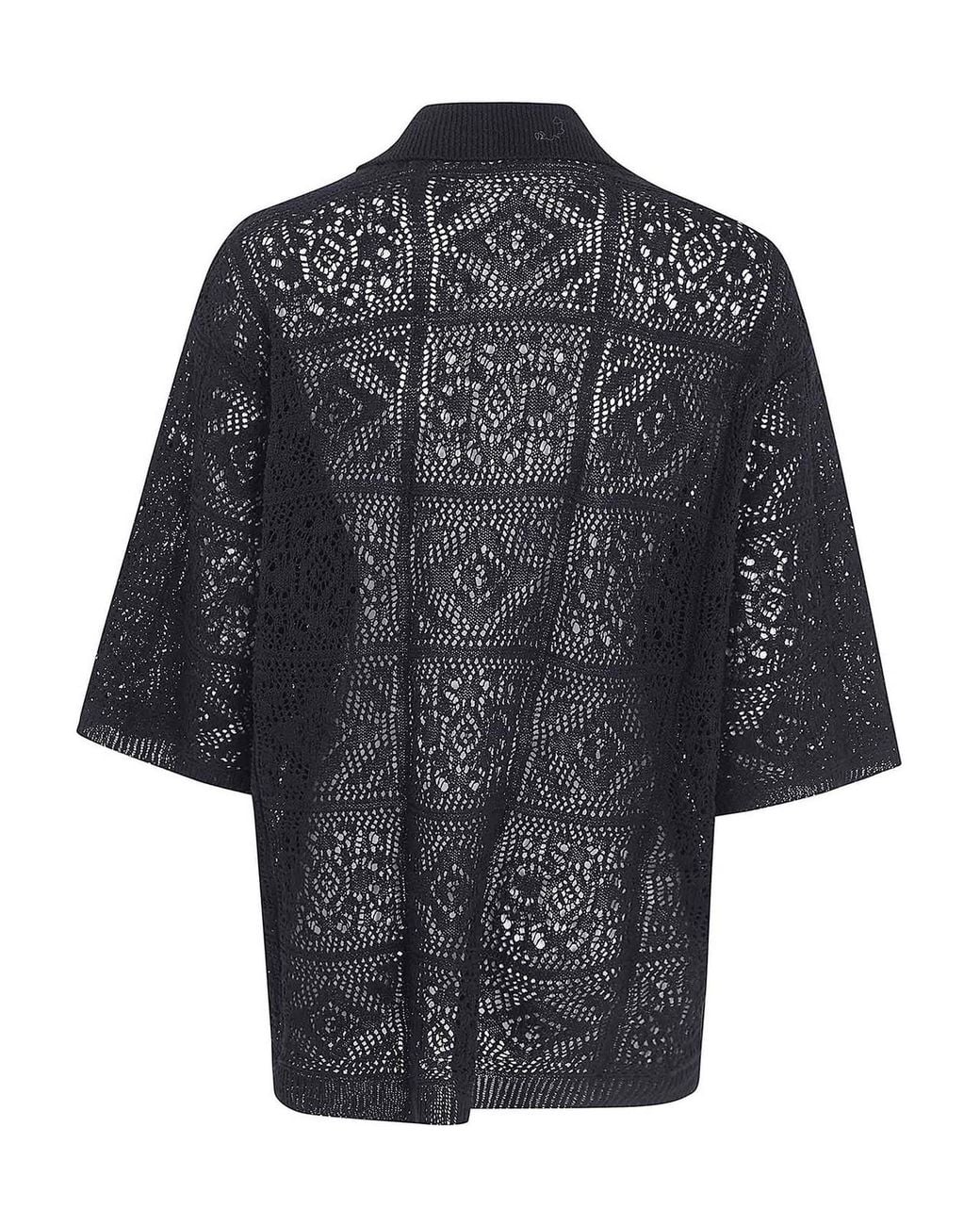 Y's Yohji Yamamoto Black Open Collar Knit Shirt