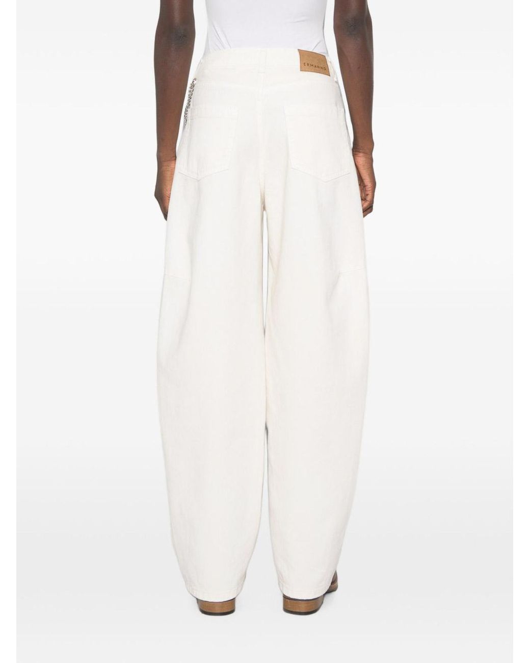 ERMANNO FIRENZE White Cotton Baggy Trousers