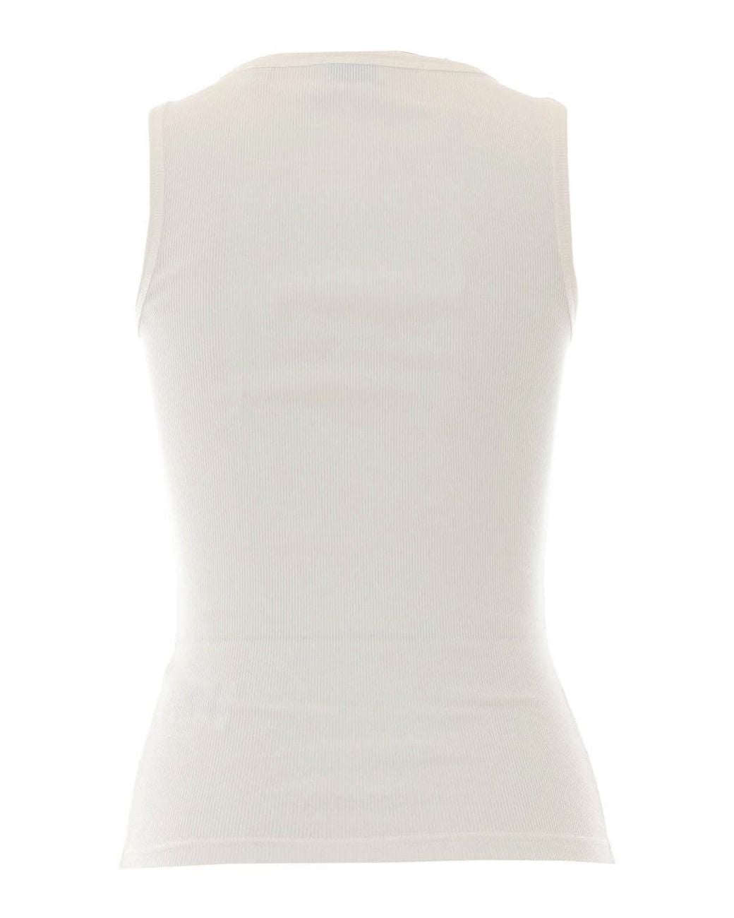 Burberry White Cotton Tank Top