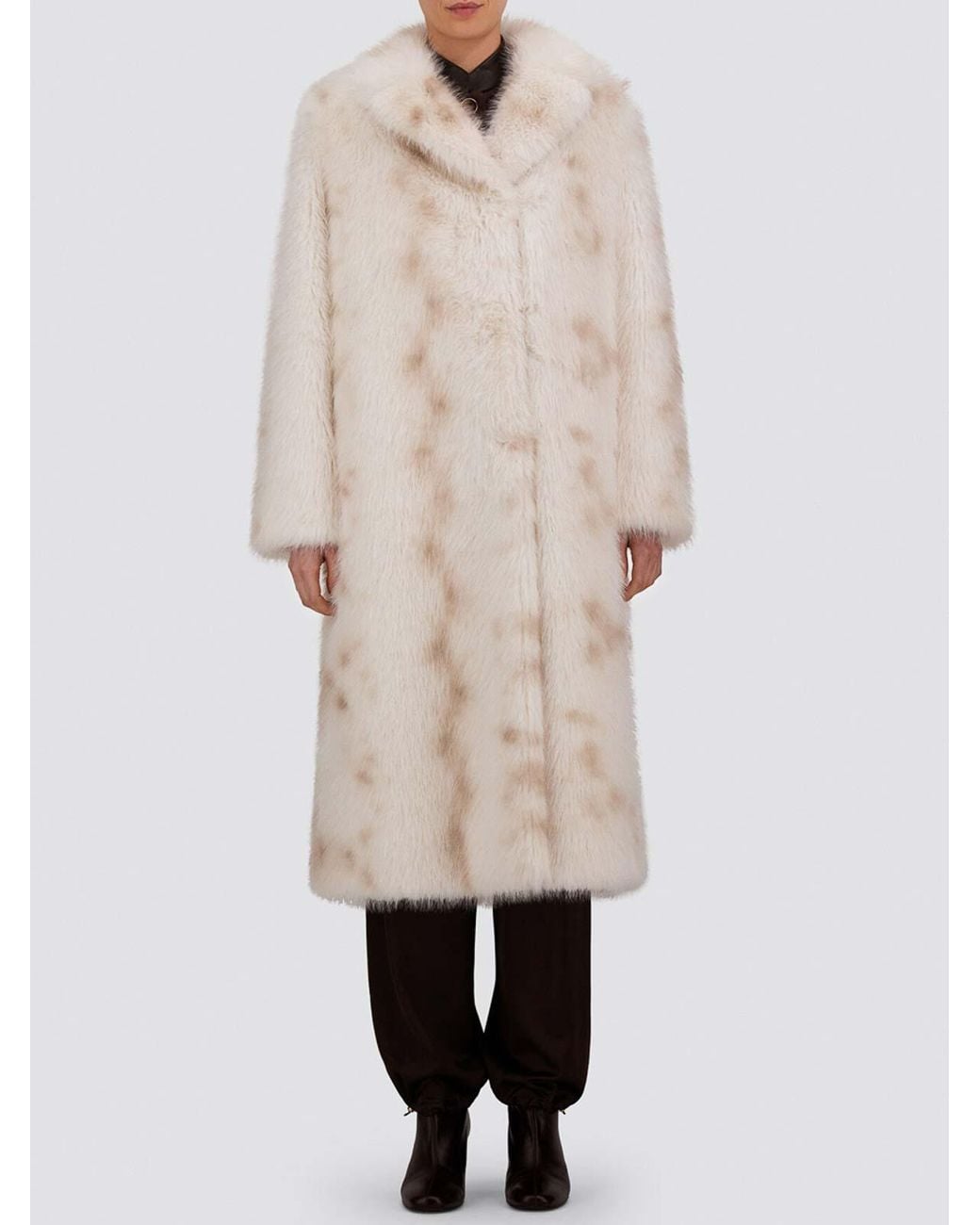 Herno White Lynx-Effect Fur-Touch Coat
