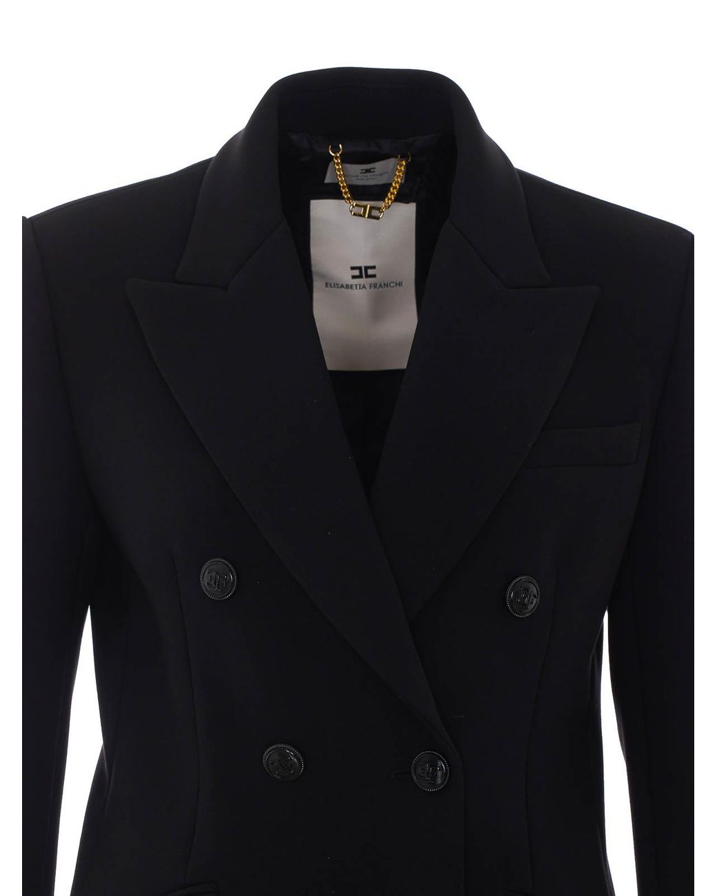 Elisabetta Franchi Black Double Breasted Coat