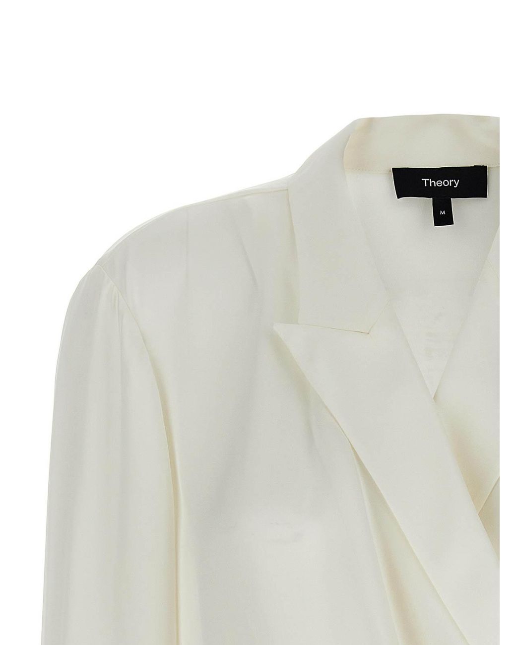 Theory White Pk Label Wrap Blouse